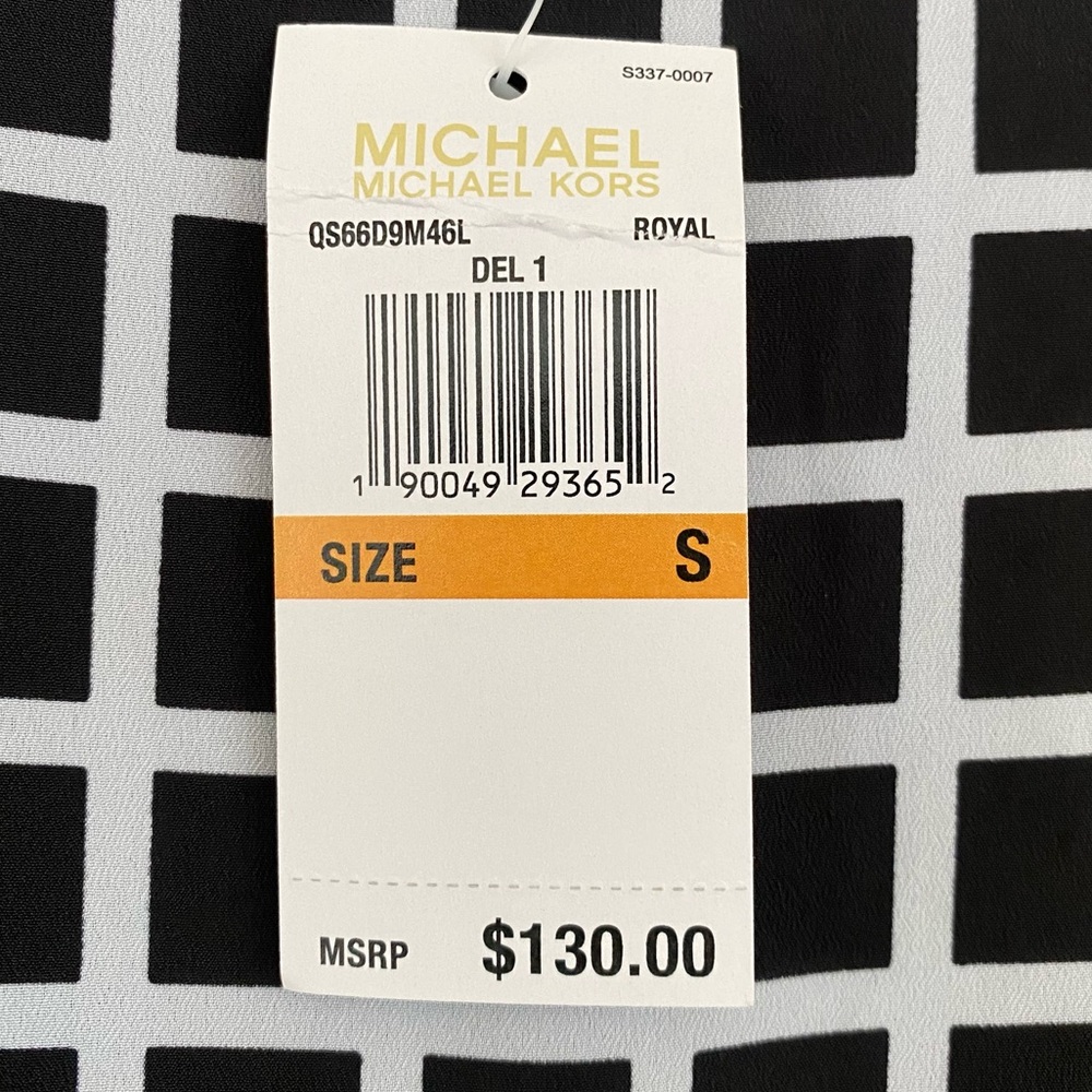 Michael Kors NWT Cobalt Blue & Black Windowpane Plaid Stripe Lightweight Sweater - Picture 7 of 9